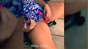 Wife Toys Shaved Pussy On Balcony