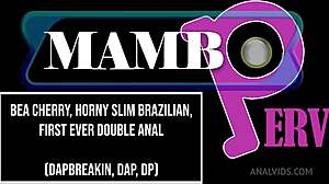 Bea Cherry, the horny slim Brazilian, experiences her first ever double anal penetration with BBC monster cock