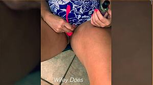 Wife Toys Shaved Pussy On Balcony