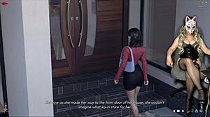 ms denvers in stockings plays naughty game with big tits in public cosplay.