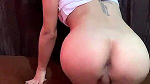 Naughty transsexual cums on feet without panties