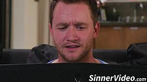 Stepmom Catches Stepson Jerking Off And Helps Him Out Gladly