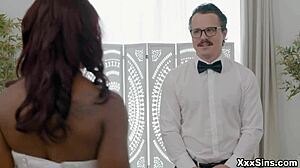 Robby dives under her wedding dress concealing himself completely