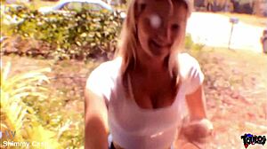 Blonde Cutie Shows Exercise Ball Routine Before Intimate Encounter