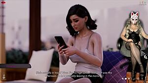 ms denvers in stockings plays naughty game with big tits in public cosplay.