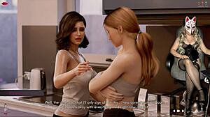 ms denvers in stockings plays naughty game with big tits in public cosplay.