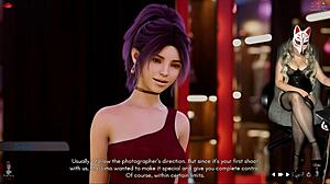 ms denvers in stockings plays naughty game with big tits in public cosplay.