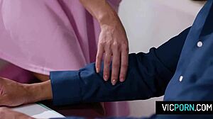 emma hix rides her black teacher's big cock in college scene