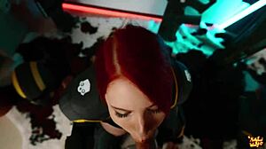 Helldivers cosplay teen mollyredwolf blows and swallows cum in liber tea cup