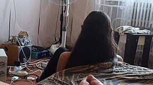 Stepsister reads by fan while i jerk off big clit