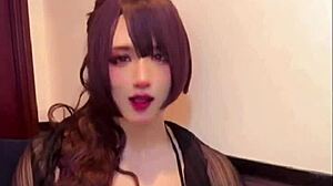 巨乳の加工美人女装が配信しながらオナニー, anal asian crossdressing japanese shemale ladyboy masturbation assfucking cute beautiful 😏