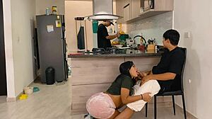 i secretly watch my friend's ebony girlfriend's ass and feet while cooking