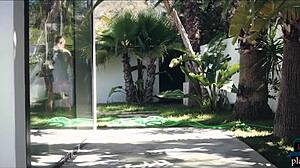 Blonde Housewife Milf Fucks Gardener in Garden