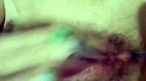 the naughty girl indulges in self-pleasure, touching herself intimately