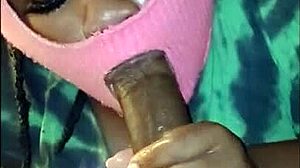 curvy brunette blows bubbles with cum after sloppy big cock blowjob