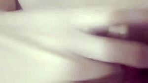 the naughty girl indulges in self-pleasure, touching herself intimately