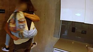 Hotel Waitress Takes Guest's Big Cock Deep Throat.