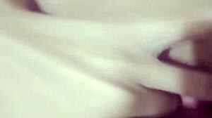 the naughty girl indulges in self-pleasure, touching herself intimately