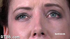 Hotty punished with sloppy sucking in garage