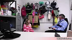 cute faced shoplifter coco caught in the sex shop and now she must offer her tiny pussy