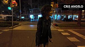 Lena Fire flashes in Barcelona for private fuck!