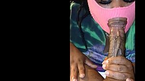 curvy brunette blows bubbles with cum after sloppy big cock blowjob