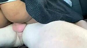Cheating ebony wife takes white cock in car