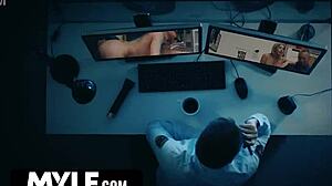 shoplifting milf gets roughly passed around by stepson and friends.