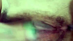 the naughty girl indulges in self-pleasure, touching herself intimately