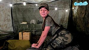 Horny amateur soldier masturbates on live stream from military quarters