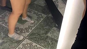 Dark latina loves watching herself get fucked in dress in front of mirror