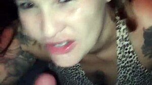 Redhead newbie feels excited getting cum on face at gloryhole.