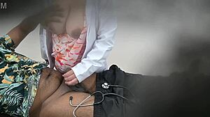 Lady doctor having fun with patient