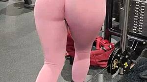 Milf gym life with huge ass in leggings and big tits tattoo