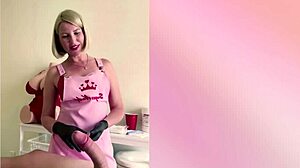 He lets russian blonde near cock for hard cum