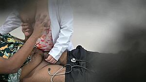 Lady doctor having fun with patient