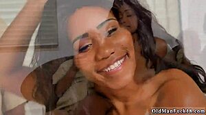 Ebony with big tits gives handjob and blowjob leading to facial cumshot.