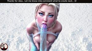 Princess Elsa And The Night King Enjoy Cold Weather - Blowjob On Big Dick In Snow