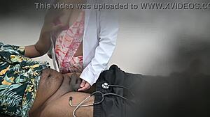 Lady doctor having fun with patient