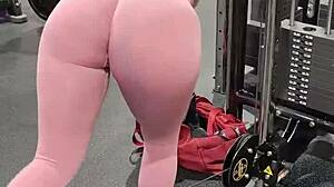 Milf gym life with huge ass in leggings and big tits tattoo