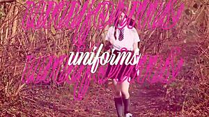 brunette in lingerie gives jerk off instructions to neighbor