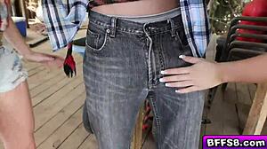 Teen rides monster cock in intense threesome