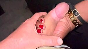 Cuckold films wife enjoying glory hole creampie orgasm in swing house