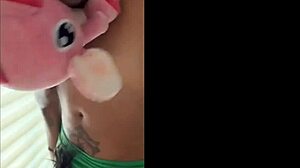 Transsexual Crossdresser Masturbates Solo With Plush