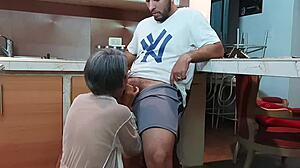 I love swallowing my stepson's cum after cowgirl sex with his wet pussy