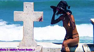 Slut Majick Flashes Topless in Public Cemetery.