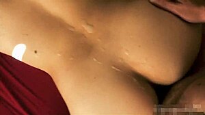 Hot Brunette Secretary in Corset and Glasses Takes Three Cumshots on Her Big Tits from Boss POV