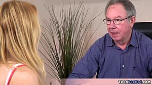 old teacher enjoys rebecca's tight pussy for better grades