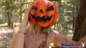 Petite Nude Canadian Blondie Sky Pierce Celebrating Halloween in the Forest