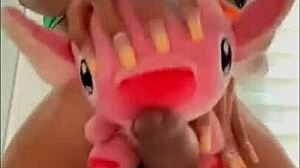 Transsexual Crossdresser Masturbates Solo With Plush